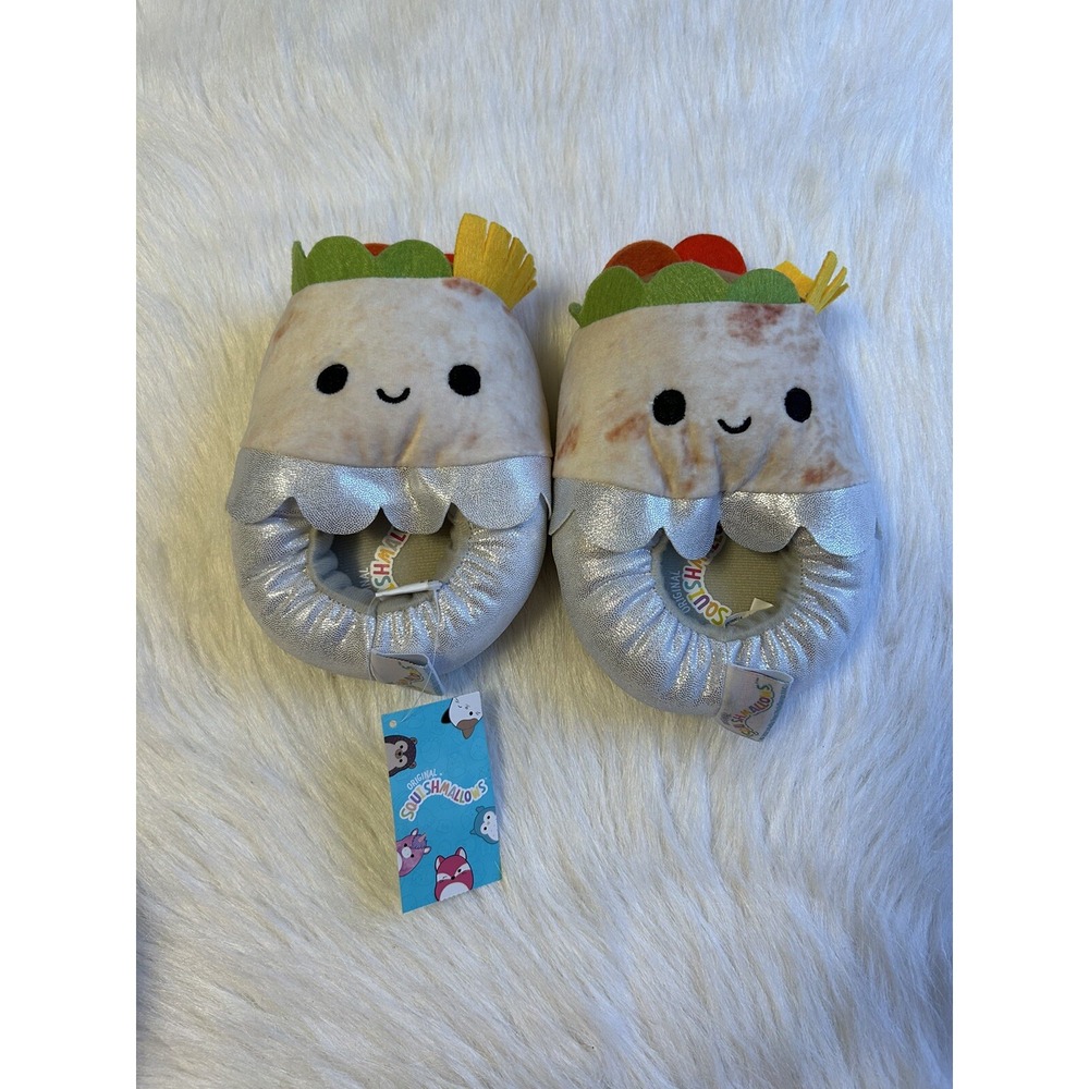 Squishmallows Slippers Little Girls‎ Size 9-10 Slip On Plush Burrito Shoes